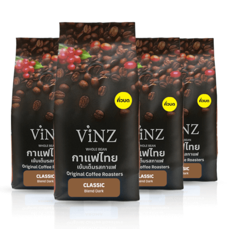 กาแฟคั่วบด ViNZ ดอยช้าง คลาสสิค อาราบิก้า เบลน โรบัสต้า,พีเบอร์รี่ คั่วเข้ม 4 ถุง (ถุงละ 250 กรัม)_0